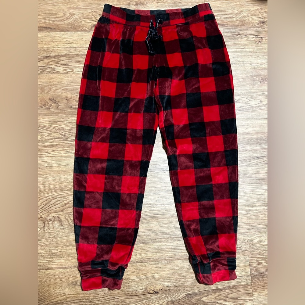 Cynthia Rowley Red and Black Buffalo Plaid Pajama Bottoms